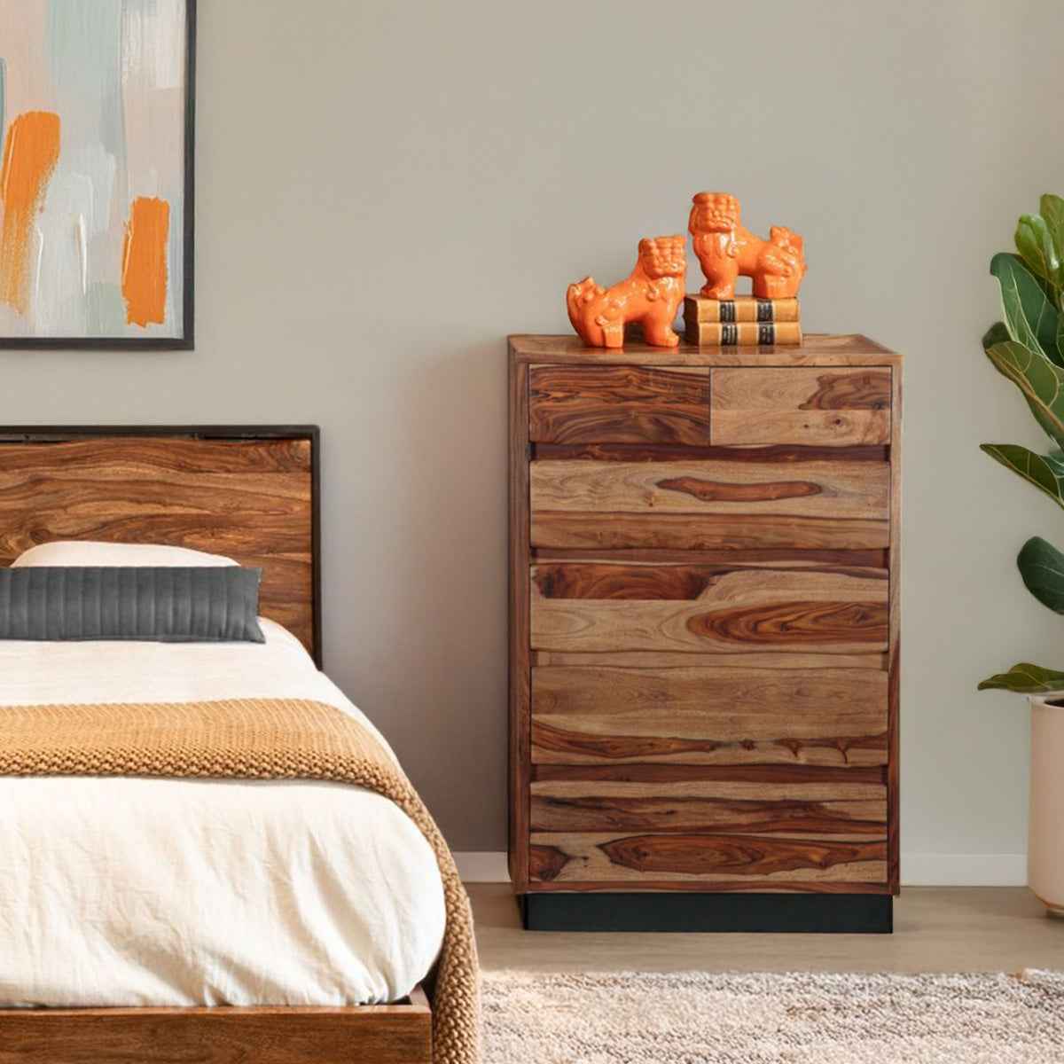 Brisbane 34" Tall Chest with Plinth Base in Natural Sheesham - Image 8