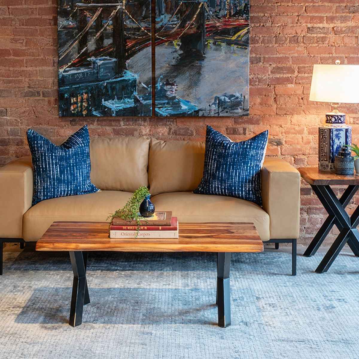 Brisbane 46" Coffee Table in Natural Sheesham Wood and Iron - Image 3