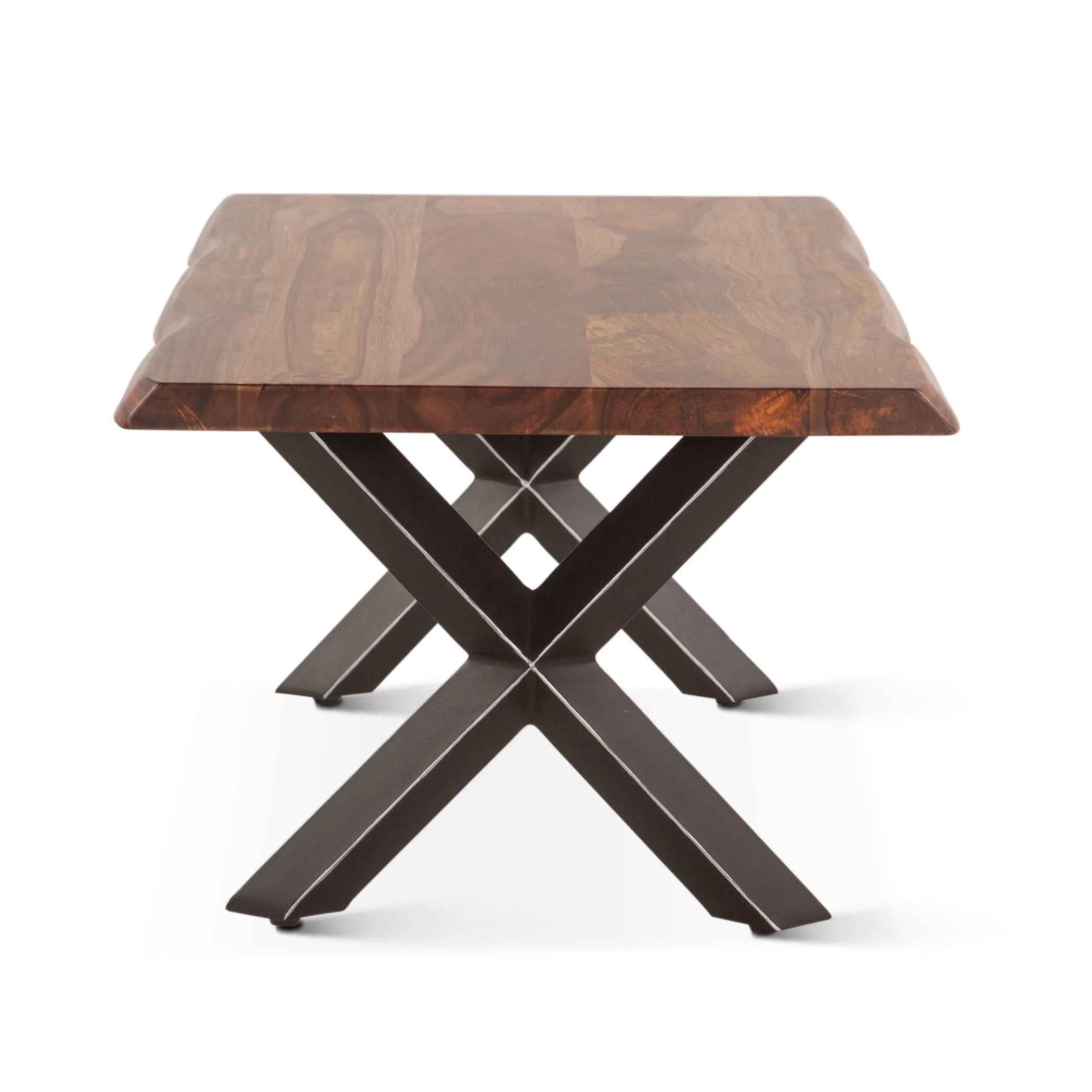 Brisbane 46" Coffee Table in Natural Sheesham Wood and Iron - Image 4