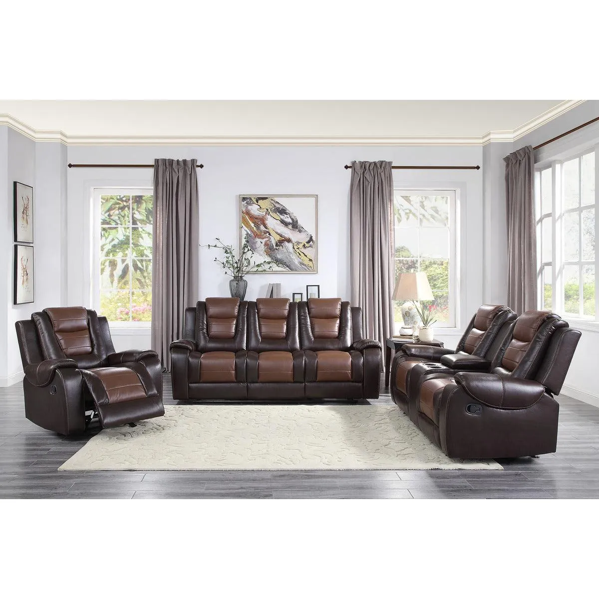Briscoe Brown Double Reclining Living Room Set - Image 2