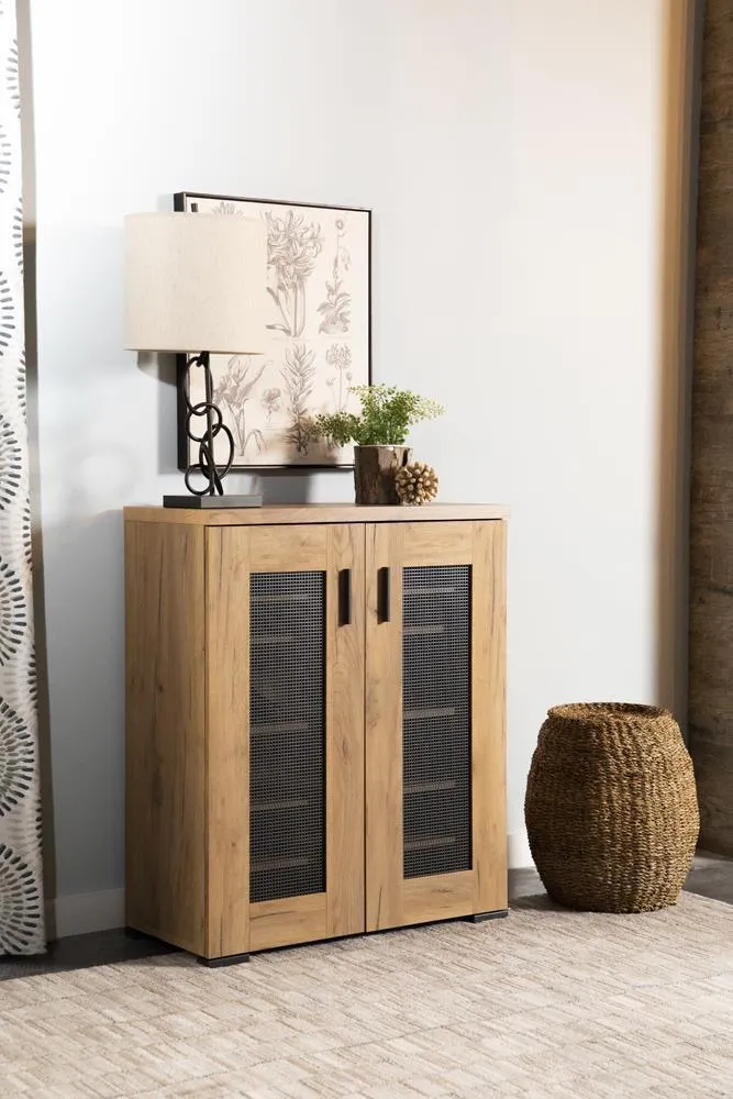Bristol Golden Oak Metal Mesh Door Accent Cabinet - Image 2