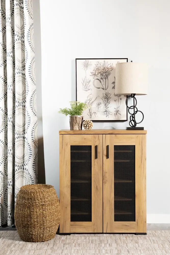 Bristol Golden Oak Metal Mesh Door Accent Cabinet - Image 3