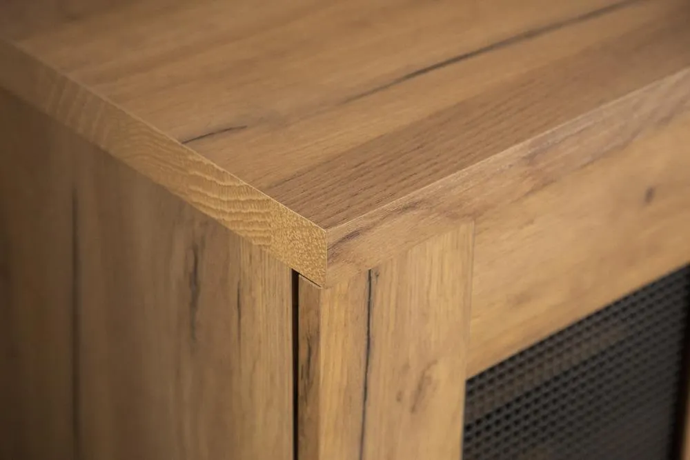 Bristol Golden Oak Metal Mesh Door Accent Cabinet - Image 5