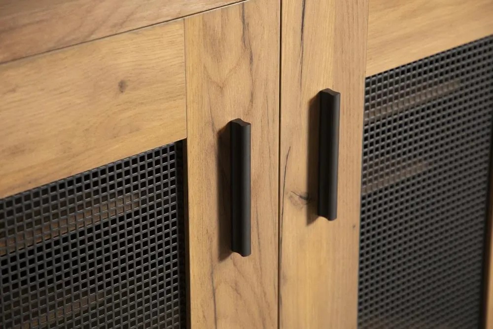Bristol Golden Oak Metal Mesh Door Accent Cabinet - Image 6