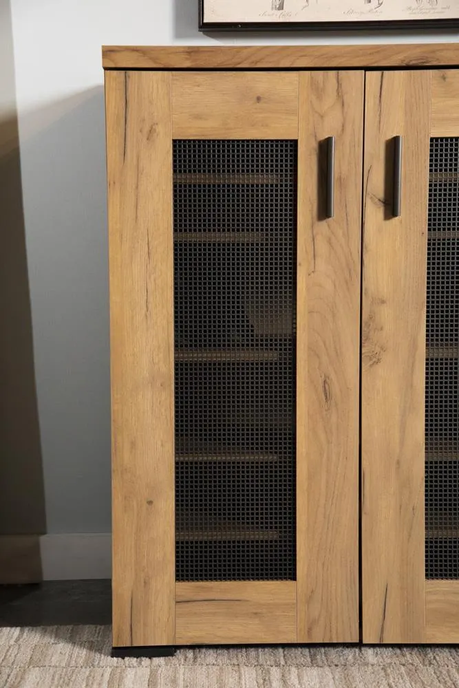 Bristol Golden Oak Metal Mesh Door Accent Cabinet - Image 8