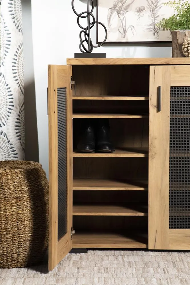 Bristol Golden Oak Metal Mesh Door Accent Cabinet - Image 9