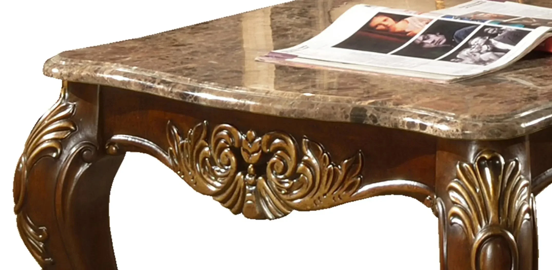 Britney Traditional Style Coffee Table In Cherry Finish Wood - Image 3