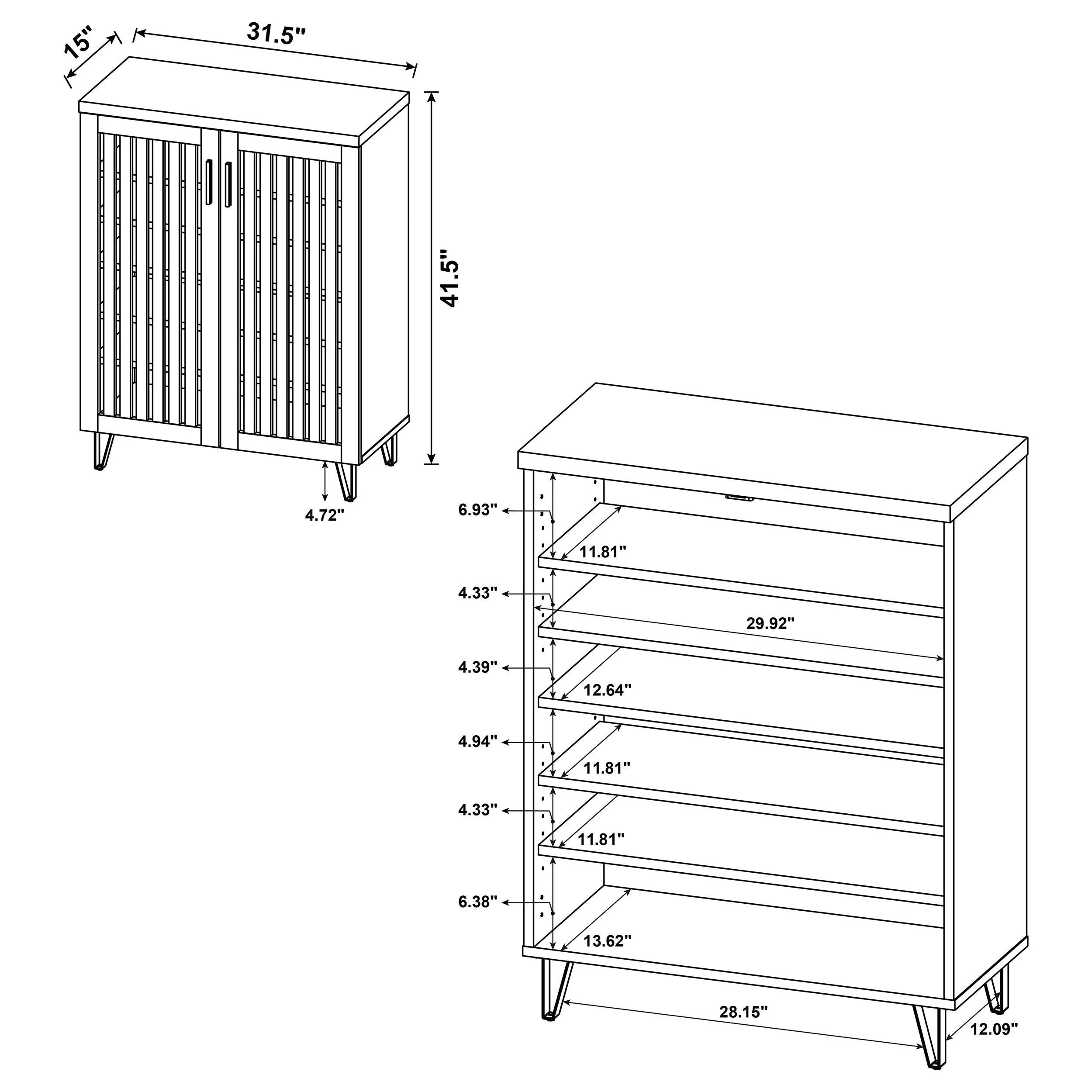 Brixton Smoked Oak 2-Door Entryway Shoe Storage Cabinets - Image 3