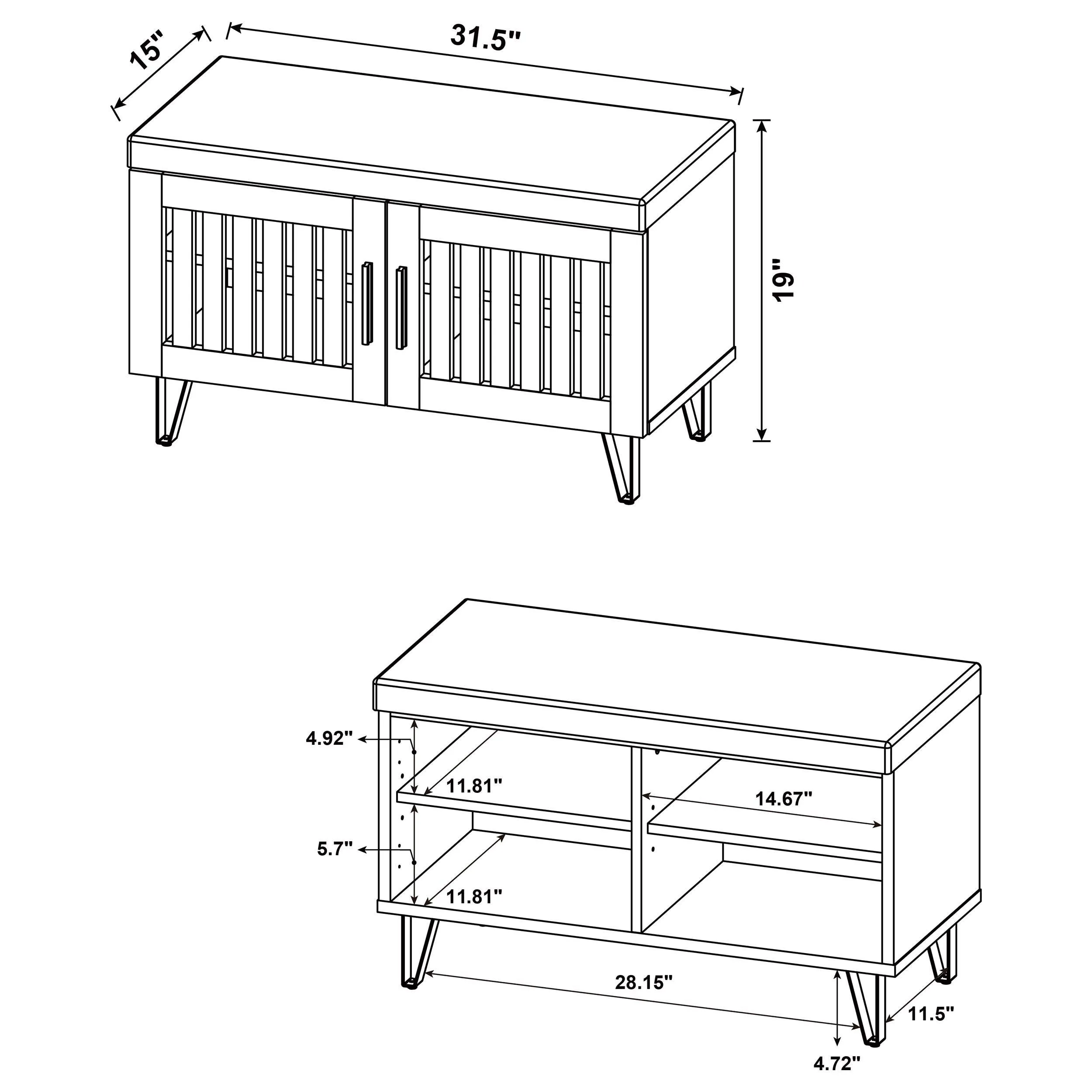 Brixton Smoked Oak 2-Door Padded Entryway Shoe Storage - Image 3