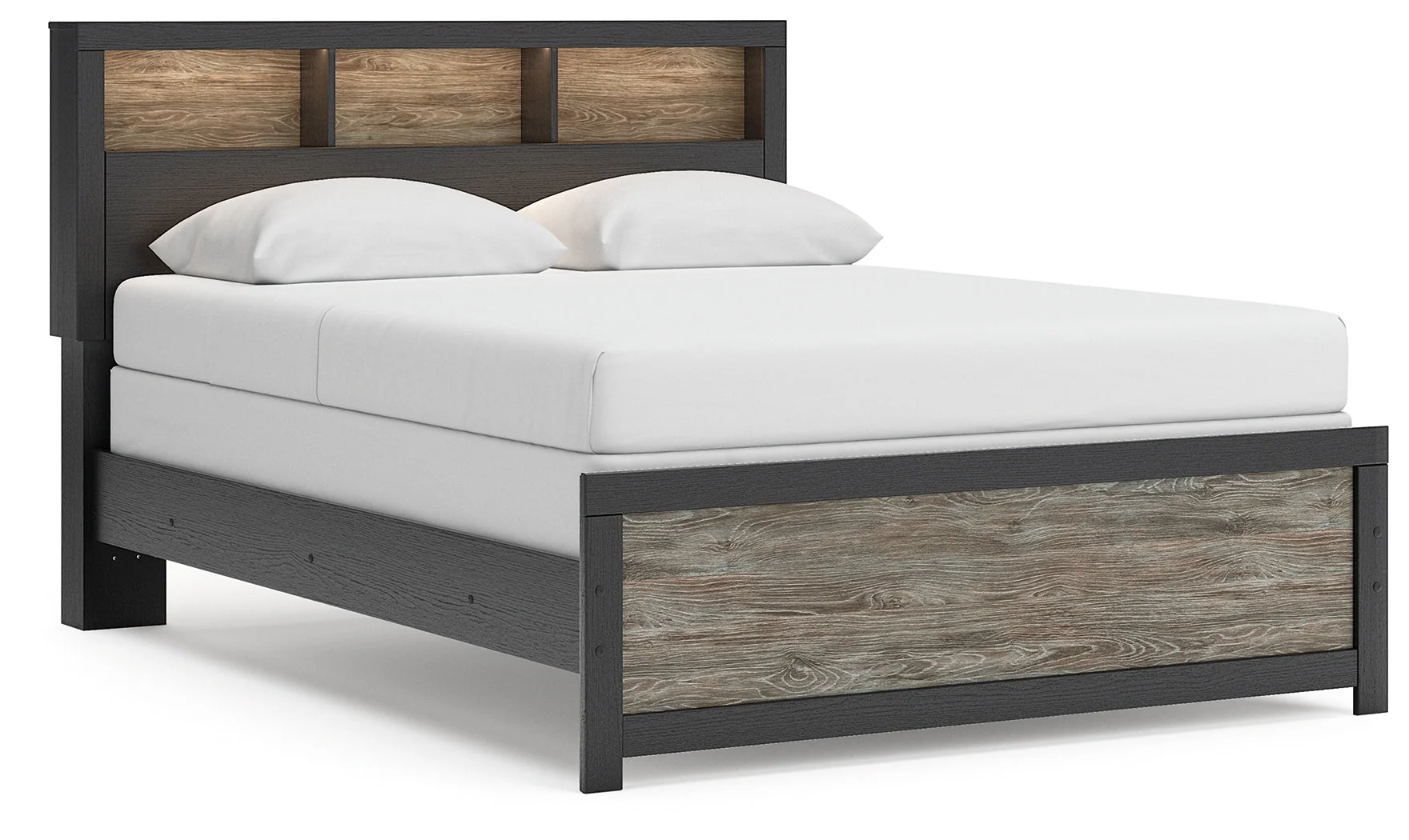 Broachmyn Black/Gray LED Bookcase Panel Bedroom Set - Image 8