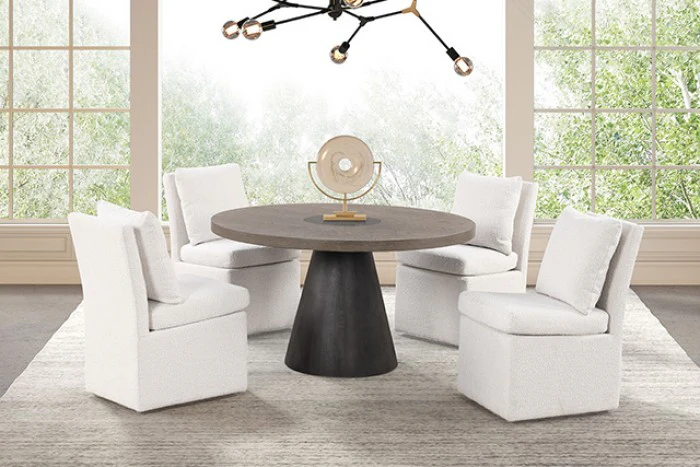 Broager Rustic Oak/Dark Walnut Light Gray 5-Piece Dining Room Set