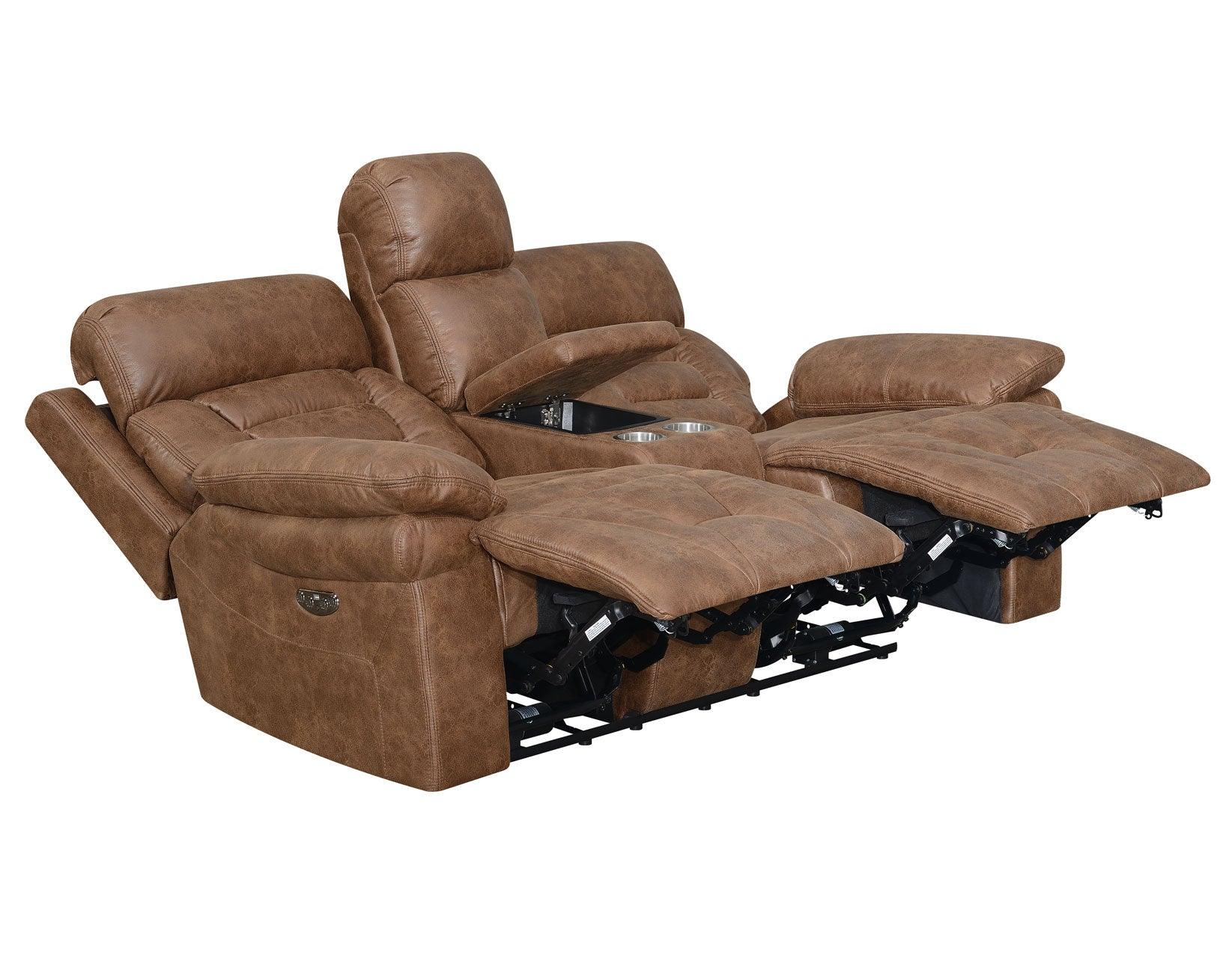Brock Cinnamon Dual-Power Reclining Console Loveseat - Image 2