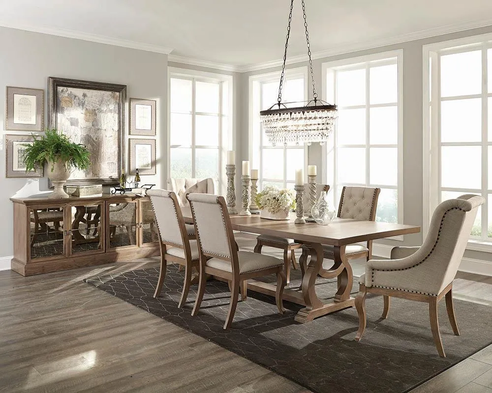 Brockway Cove and Barley Brown Trestle Dining Table - Image 3