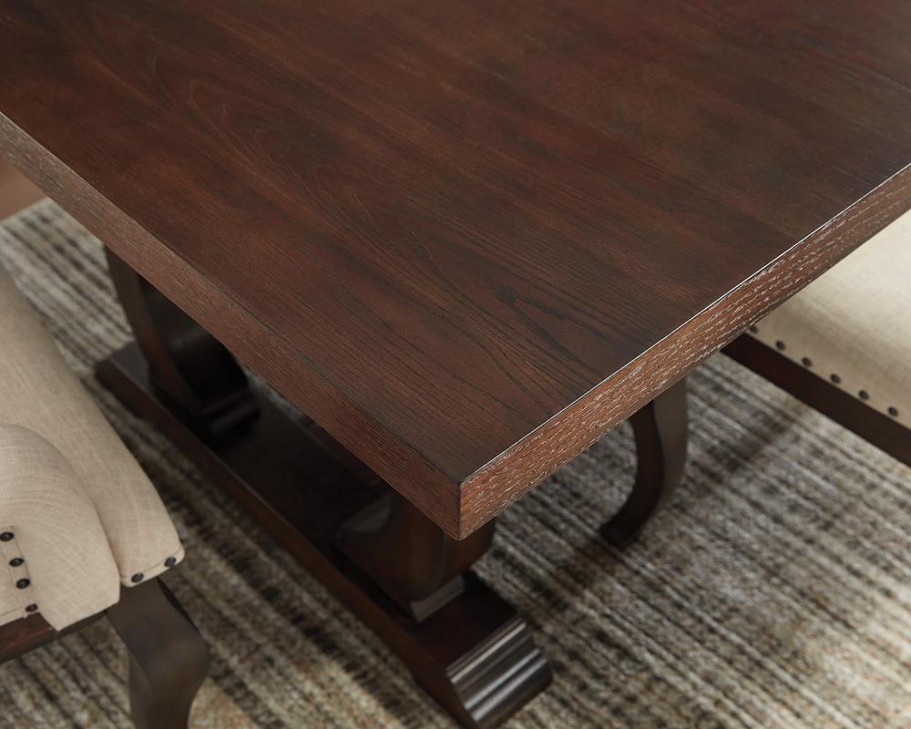 Brockway Cove Antique Java Trestle Dining Table - Image 4