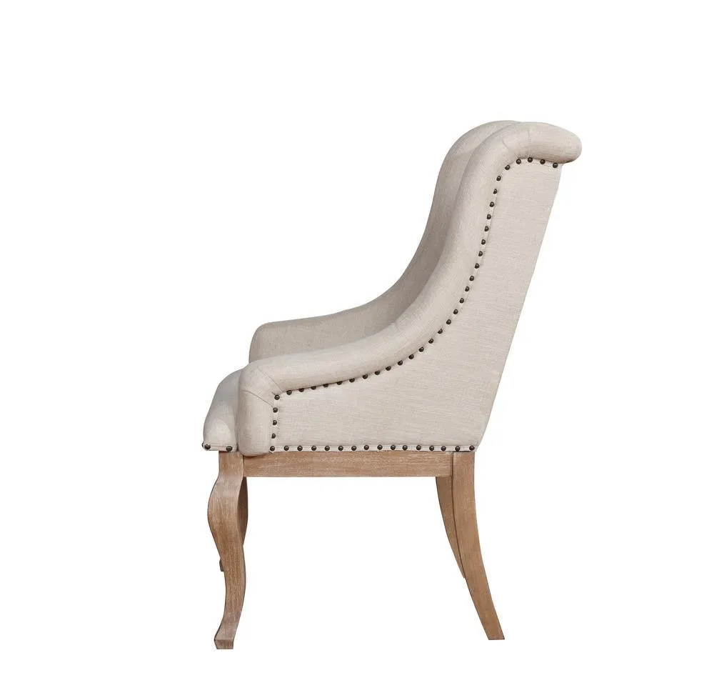 Brockway Cove Cream and Barley Brown Tufted Arm Chairs, Set of 2 - Image 2