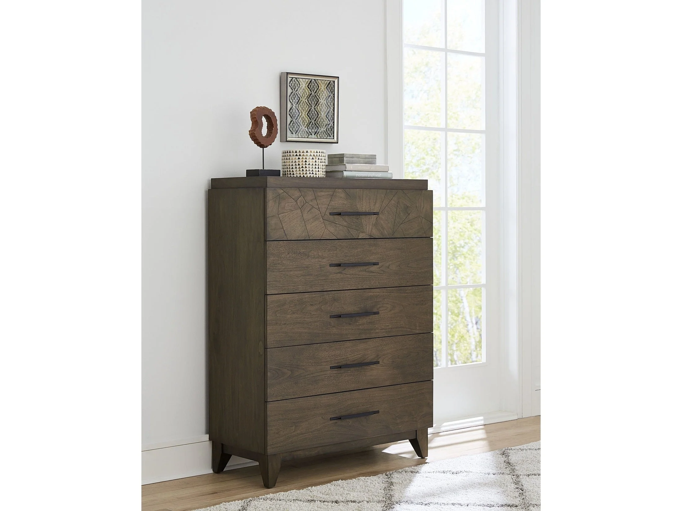 Broderick Five-Drawer Chest  in Wild Oats Brown