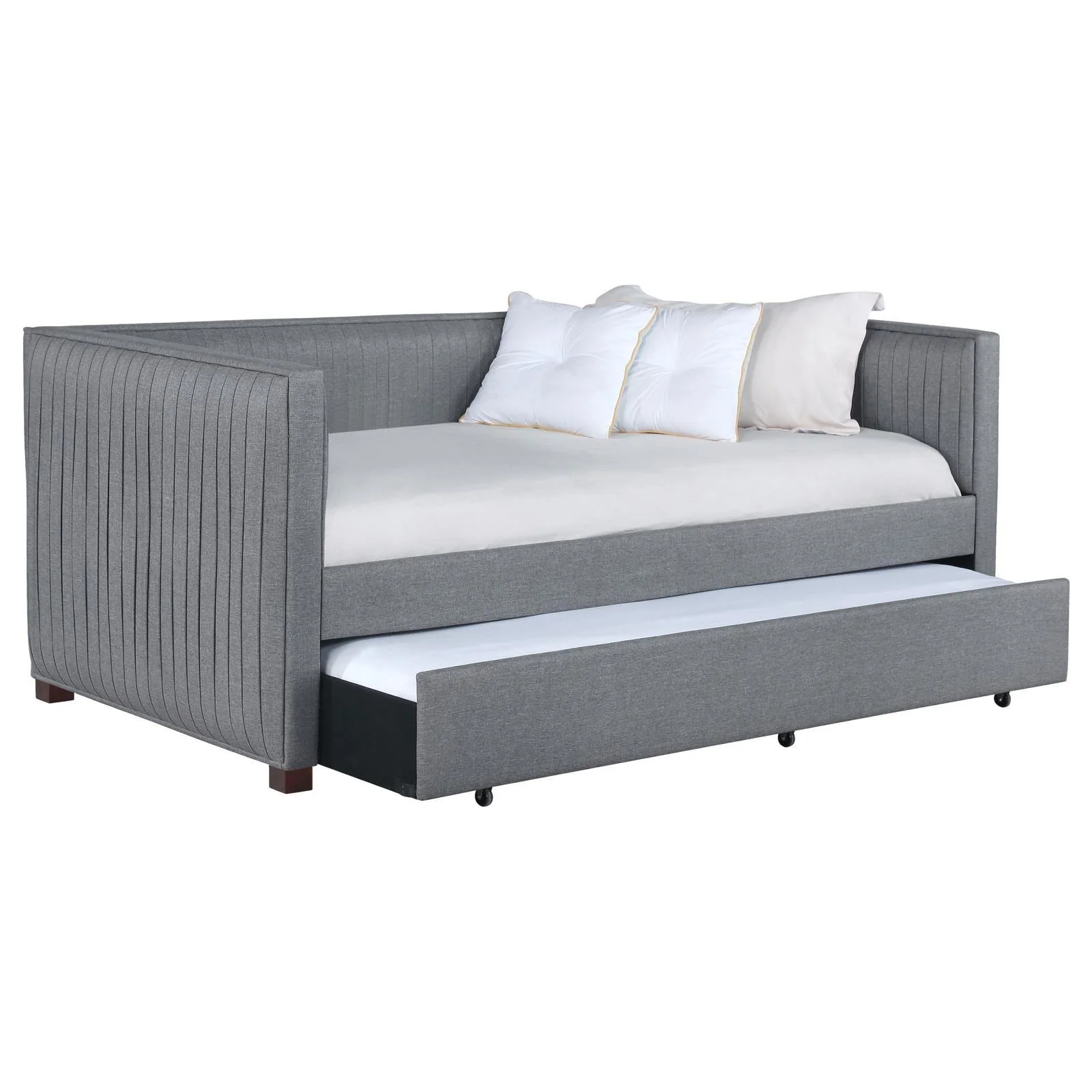 Brodie Gray Upholstered Twin Daybed with Trundle - Image 2