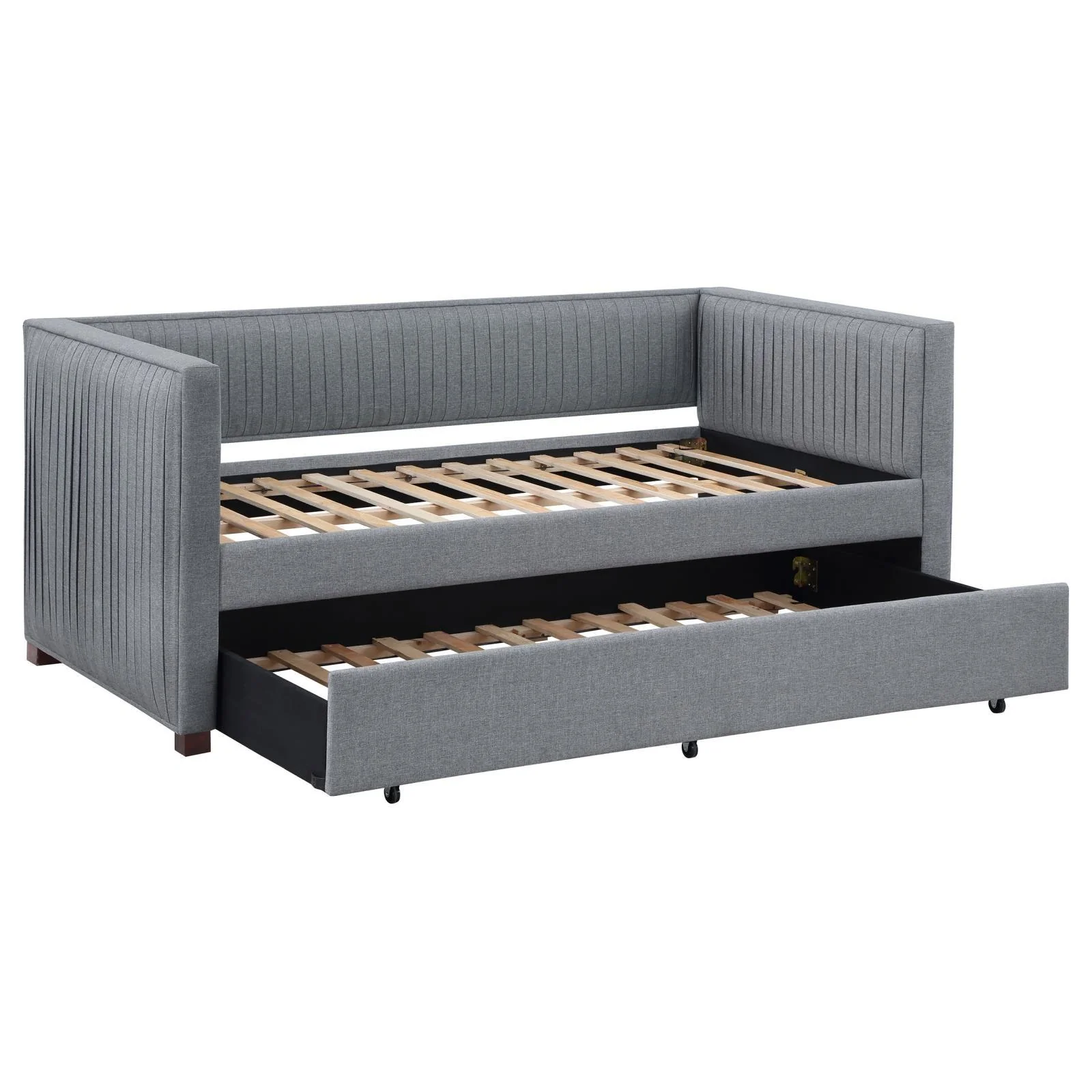 Brodie Gray Upholstered Twin Daybed with Trundle - Image 3