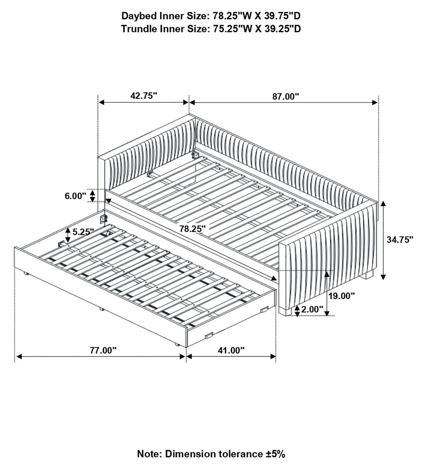 Brodie Gray Upholstered Twin Daybed with Trundle - Image 8