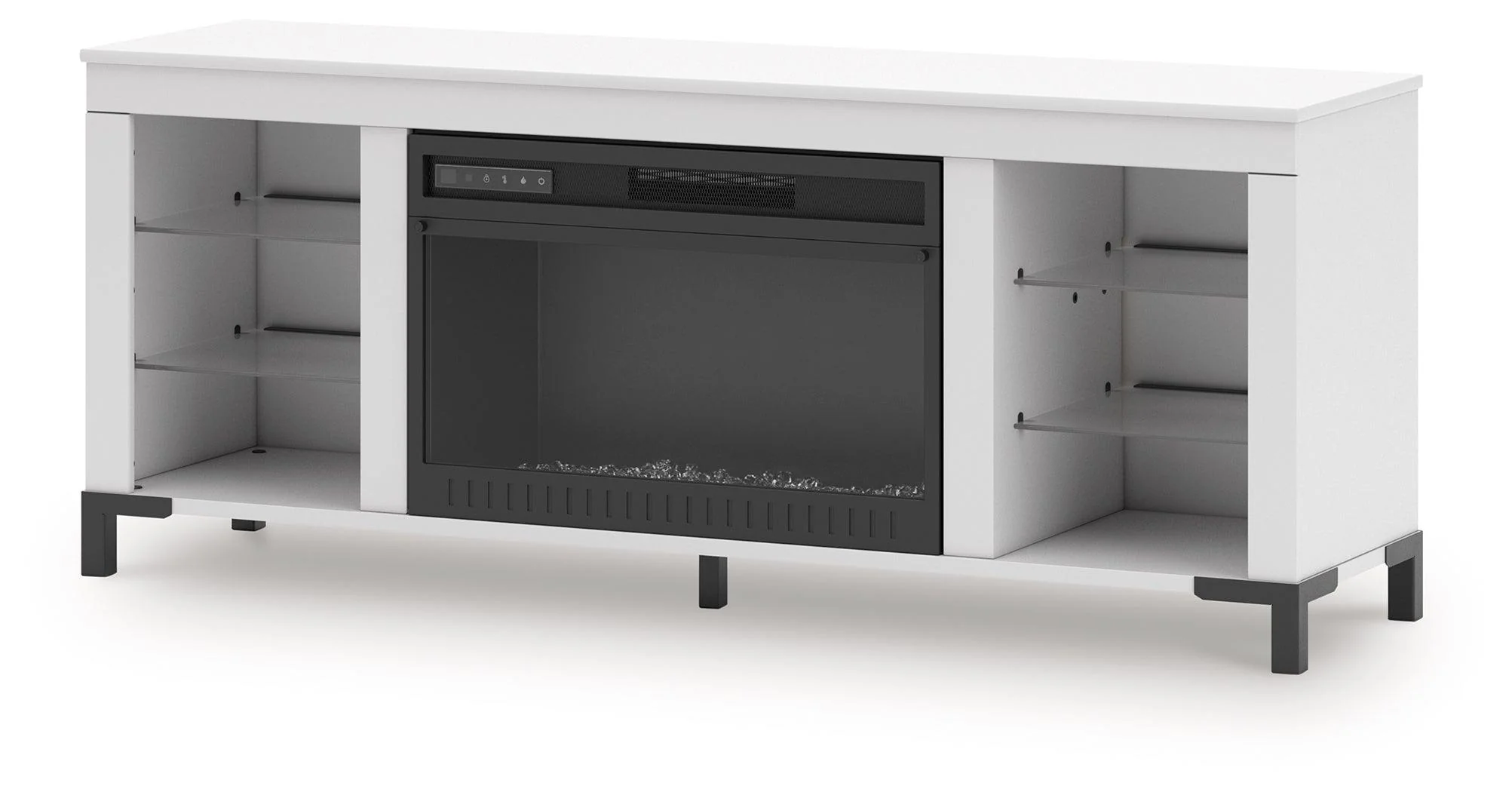 Brollevi White 60" TV Stand with Electric Fireplace - Image 3