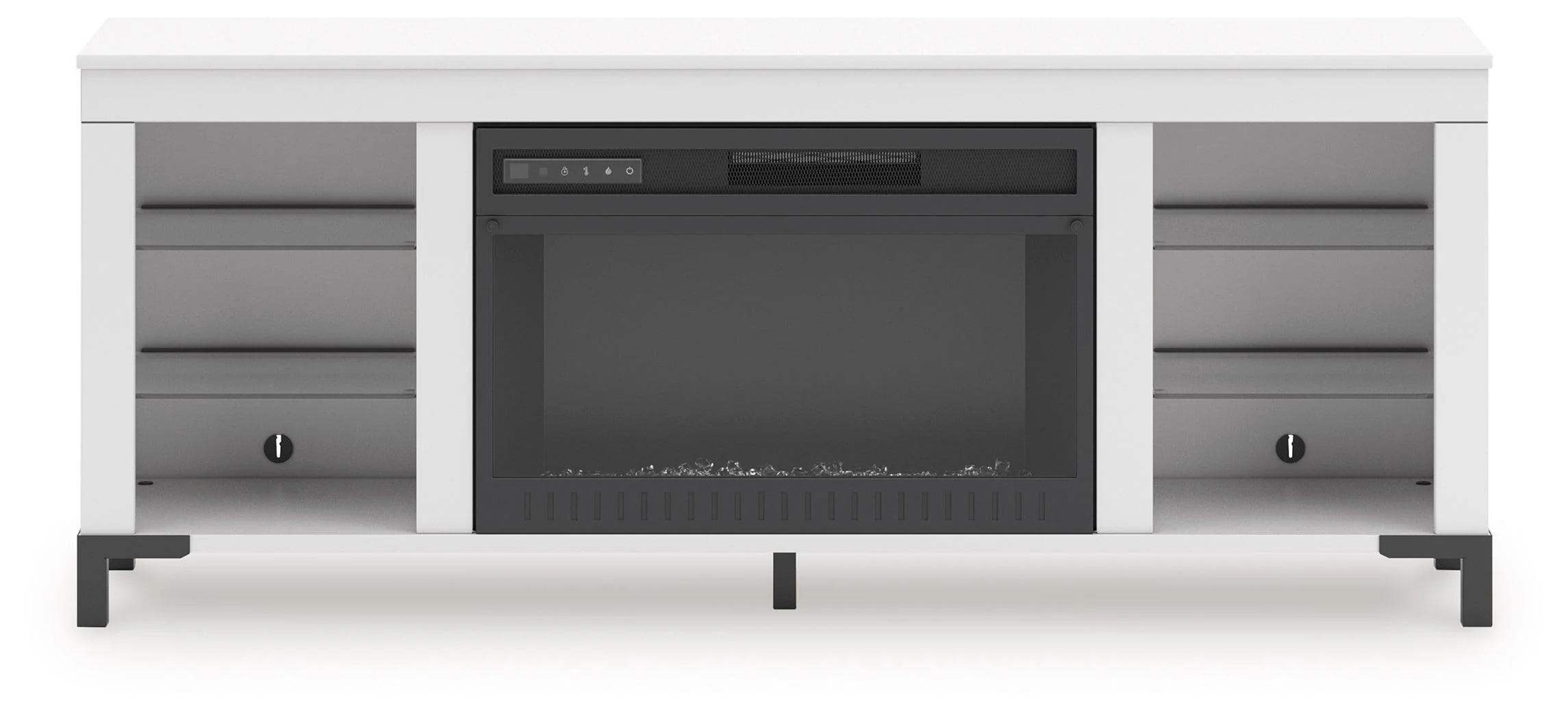 Brollevi White 60" TV Stand with Electric Fireplace - Image 7