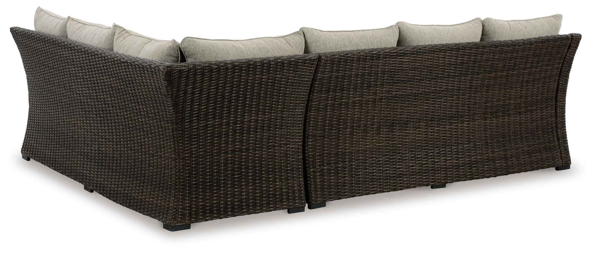 Brook Ranch Brown Outdoor Sectional Set with Lounge Chair and Coffee Table - Image 4