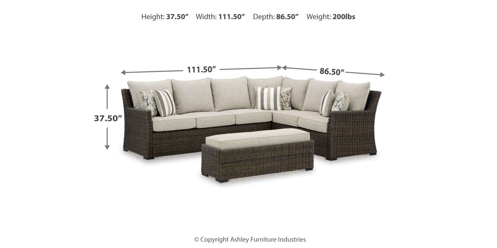Brook Ranch Brown Outdoor Sectional Set with Lounge Chair and Coffee Table - Image 5