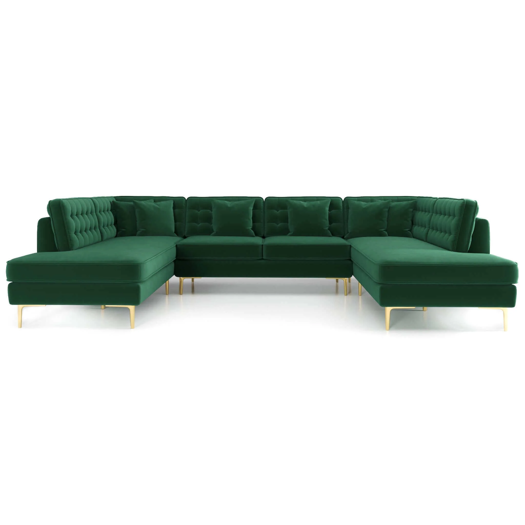 Brooke Green Velvet U Shape Corner Sofa