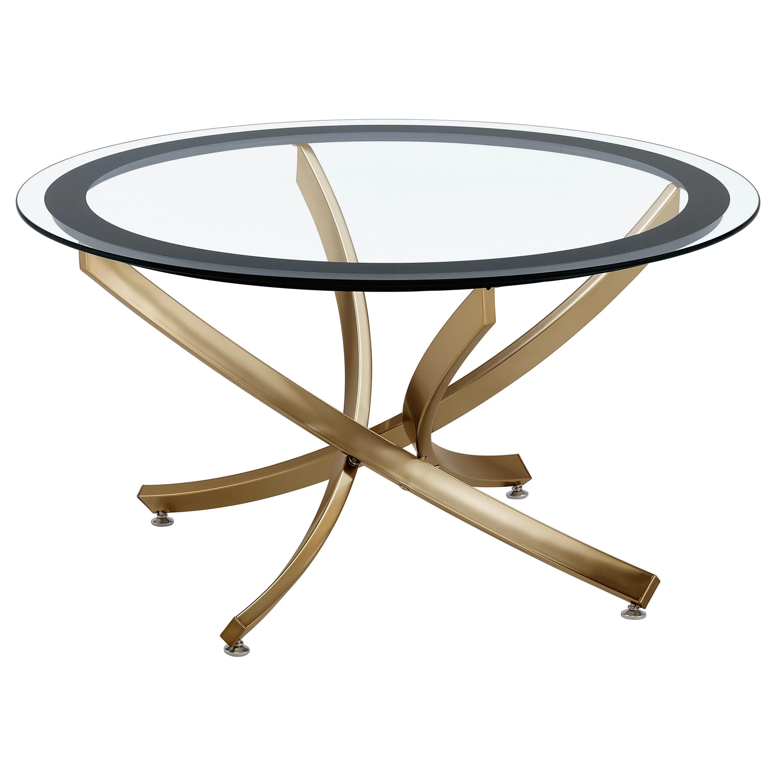 Brooke Rose Brass 3-Piece Round Coffee and End Table Set - Image 4