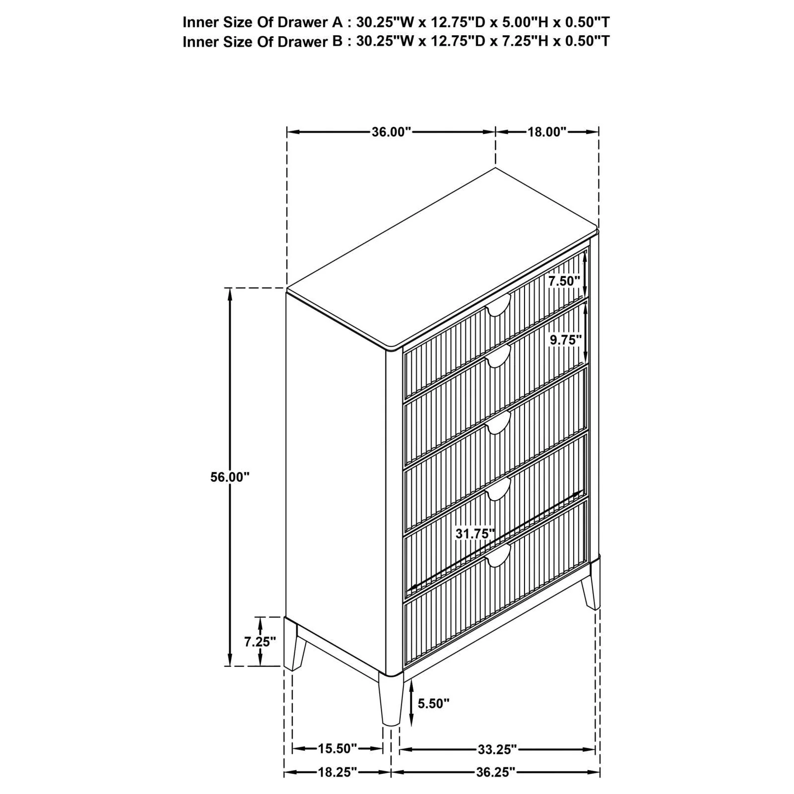 Brookmead 5-drawer Bedroom Chest Black - Image 13