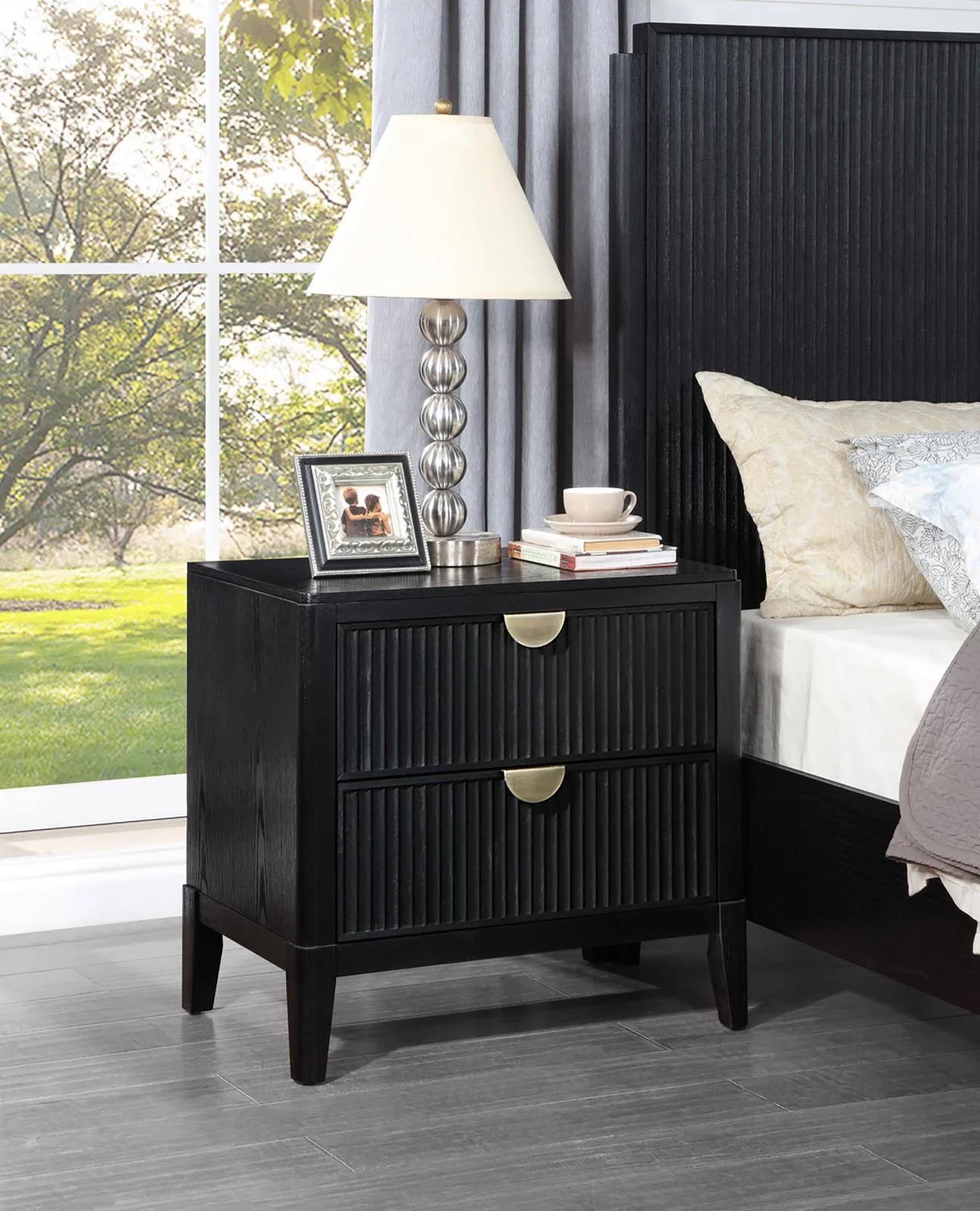 Brookmead Black 2-Drawer Nightstand