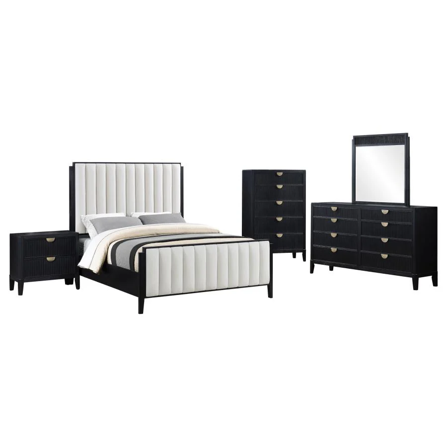 Brookmead Black 5-Piece Upholstered Queen Bedroom Set - Image 2