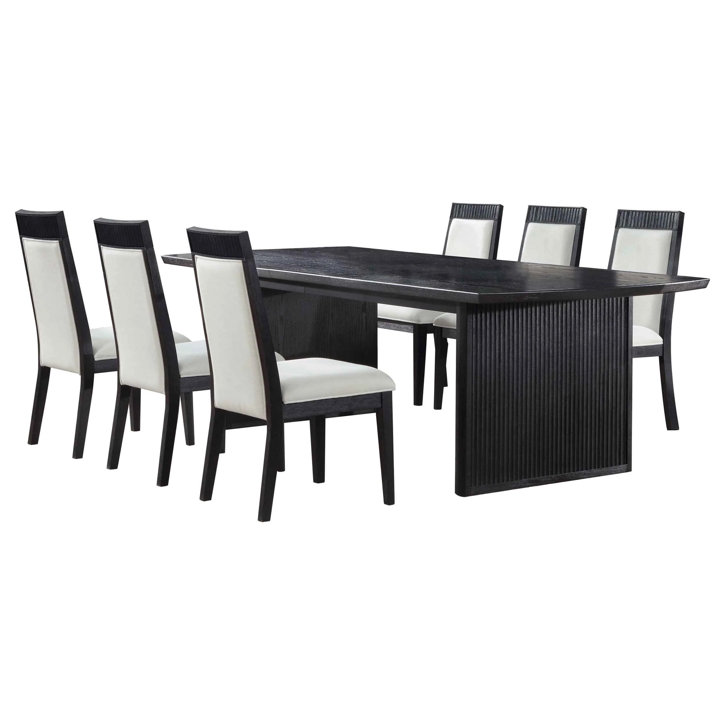 Brookmead Black/Ivory 7-piece Extension Leaf Dining Table Set - Image 2
