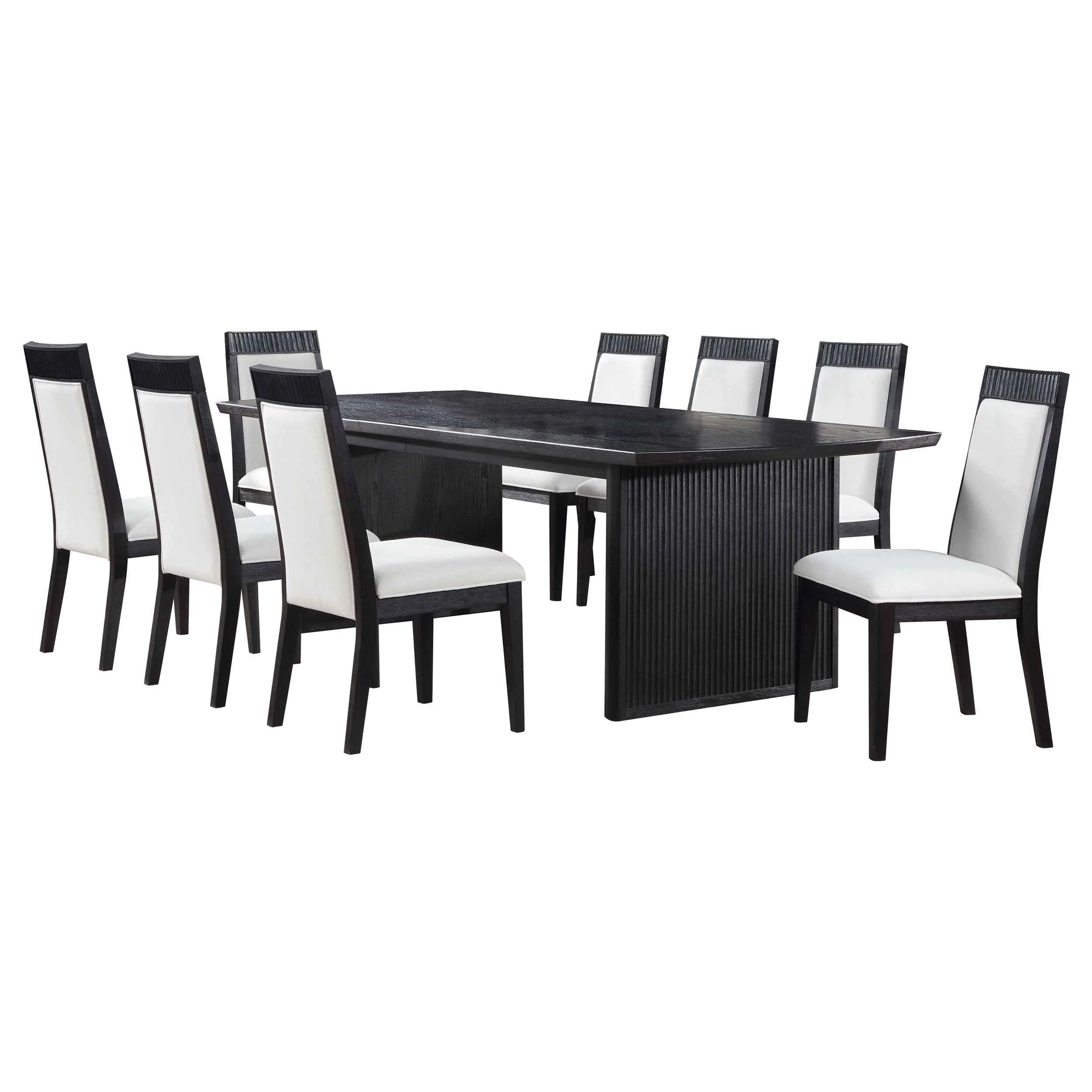 Brookmead Black/Ivory 9-piece Extension Leaf Dining Table Set - Image 2