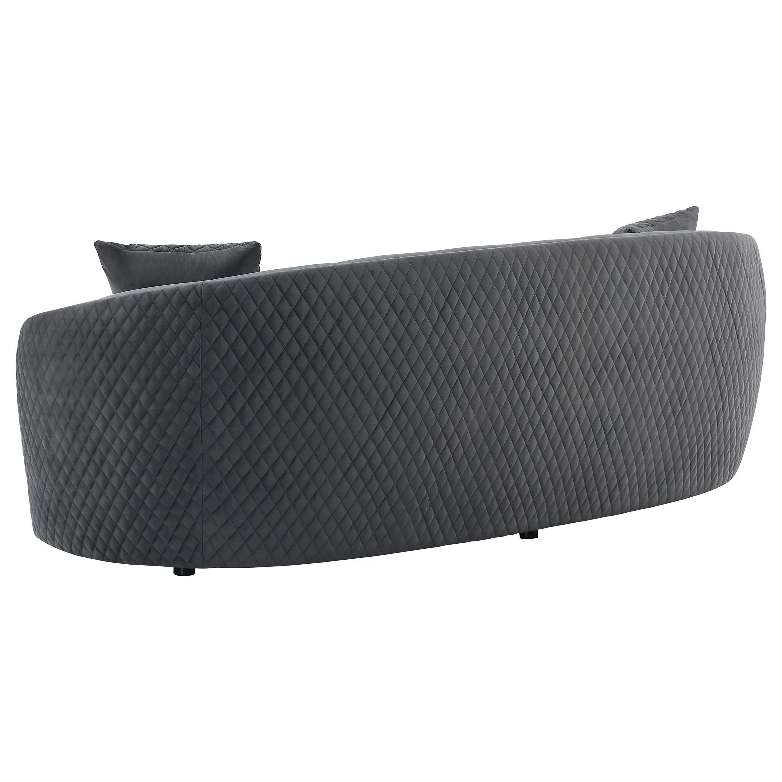 Brookside Dark Grey Velvet Upholstered Curved Sofa - Image 5