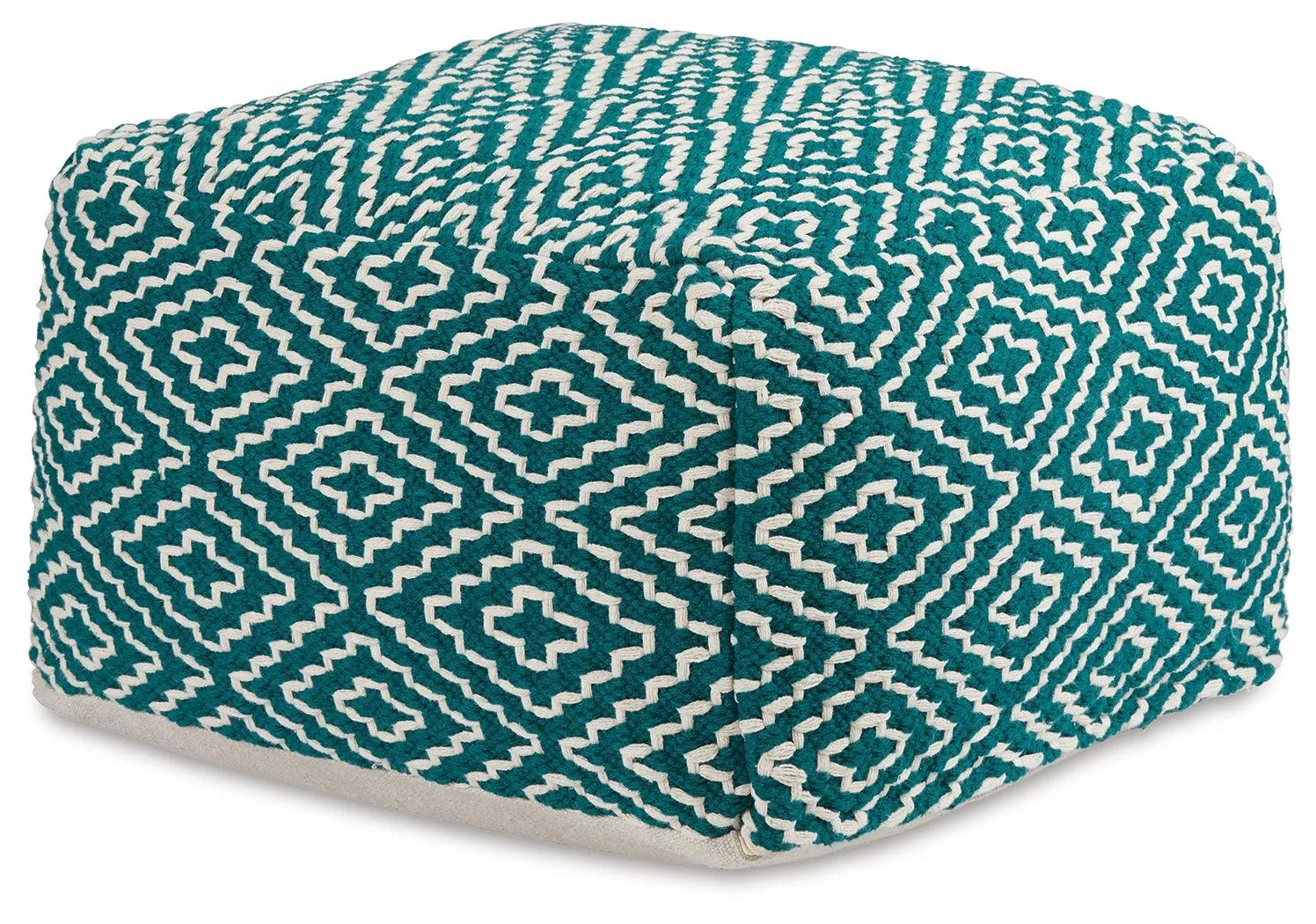 Brynnsen Teal/Ivory Pouf - Image 2