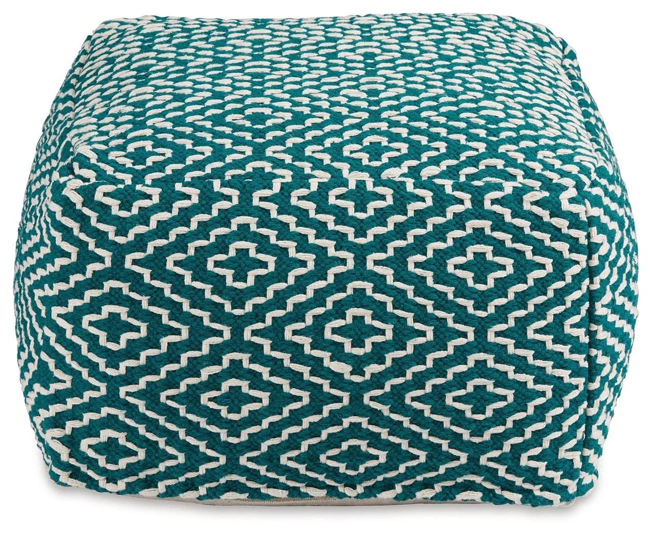 Brynnsen Teal/Ivory Pouf - Image 3