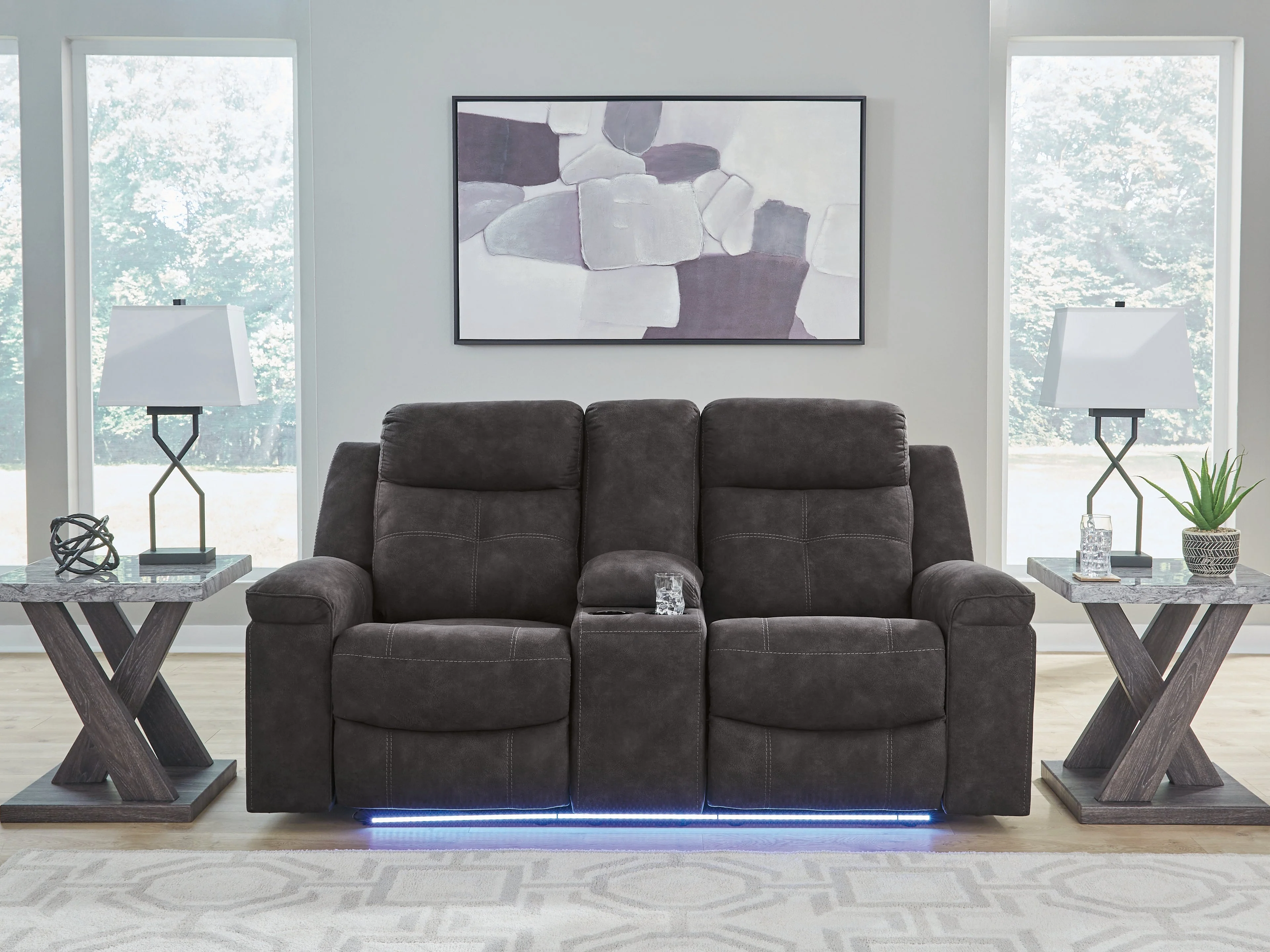 Brysonview Charcoal Reclining Loveseat with Console - Image 2