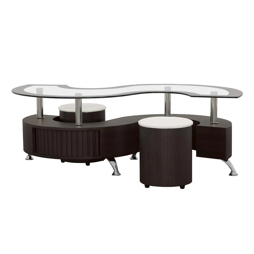 Buckley Cappuccino 3-Piece Coffee Table/Stools Set - Image 3