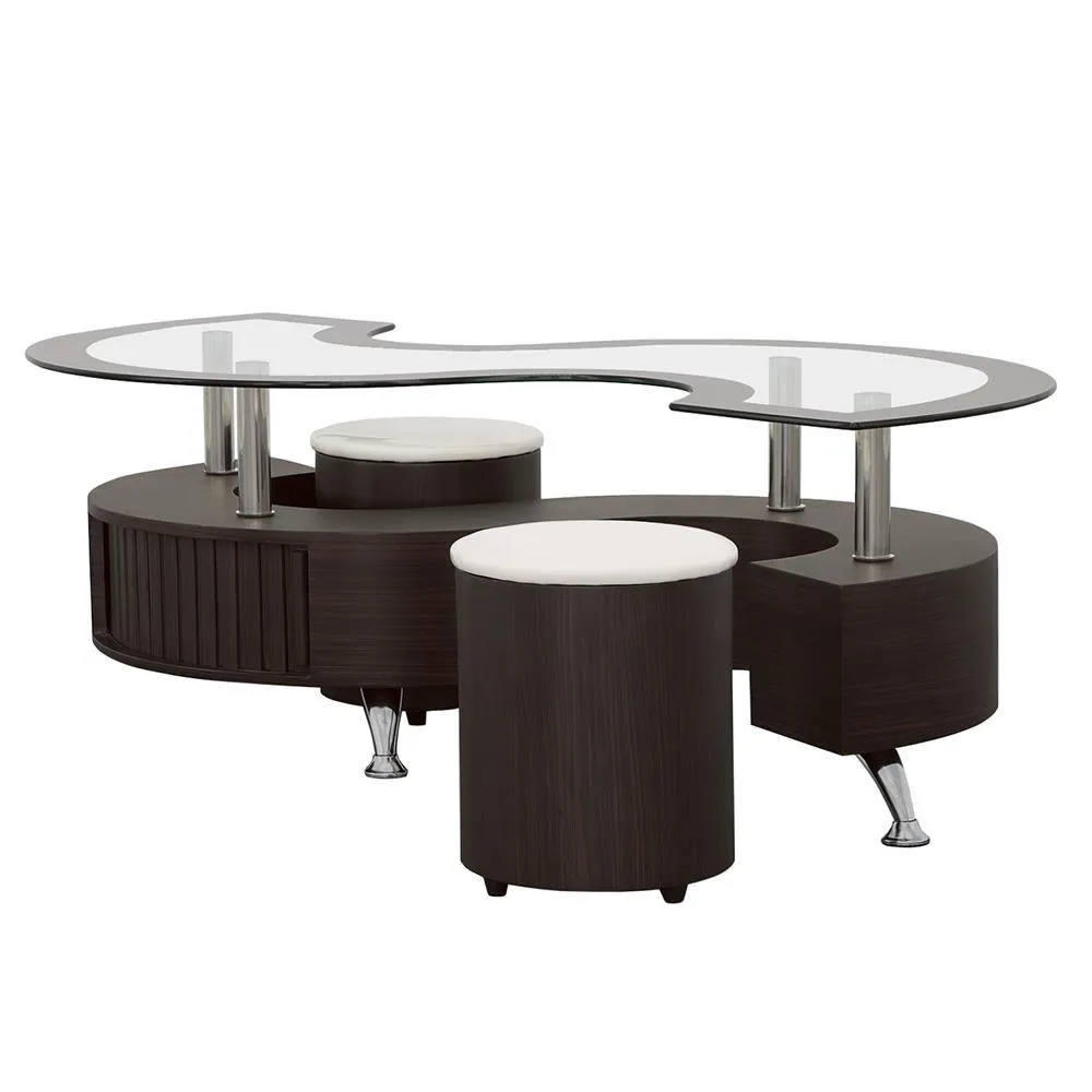 Buckley Cappuccino 3-Piece Coffee Table/Stools Set - Image 4