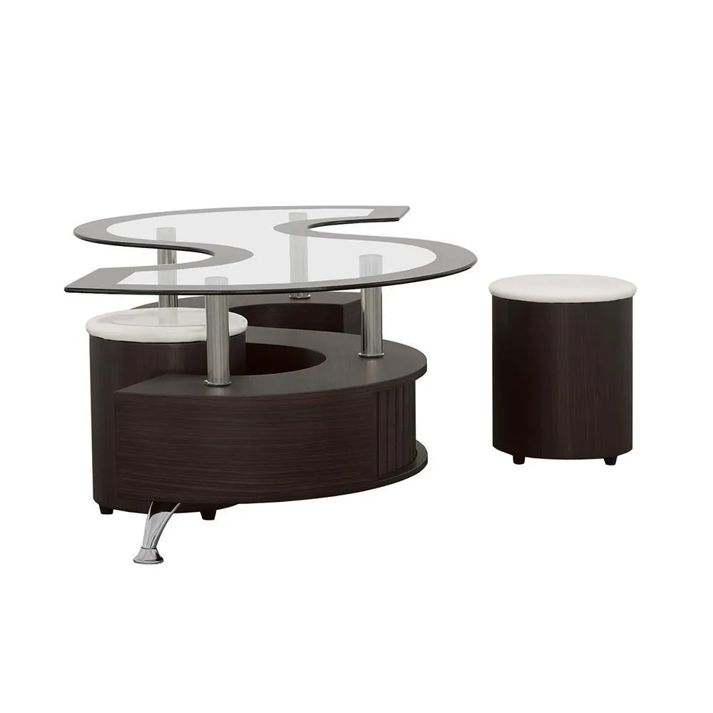 Buckley Cappuccino 3-Piece Coffee Table/Stools Set - Image 5