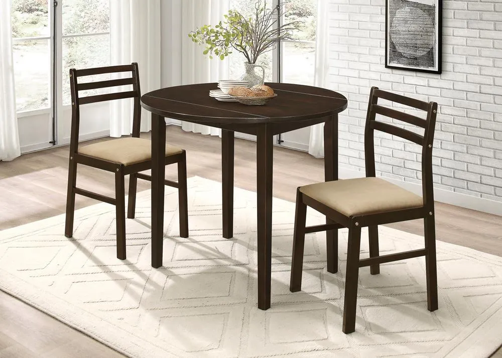 Bucknell Cappuccino/Tan 3-Piece Dining Set with Drop Leaf - Image 16