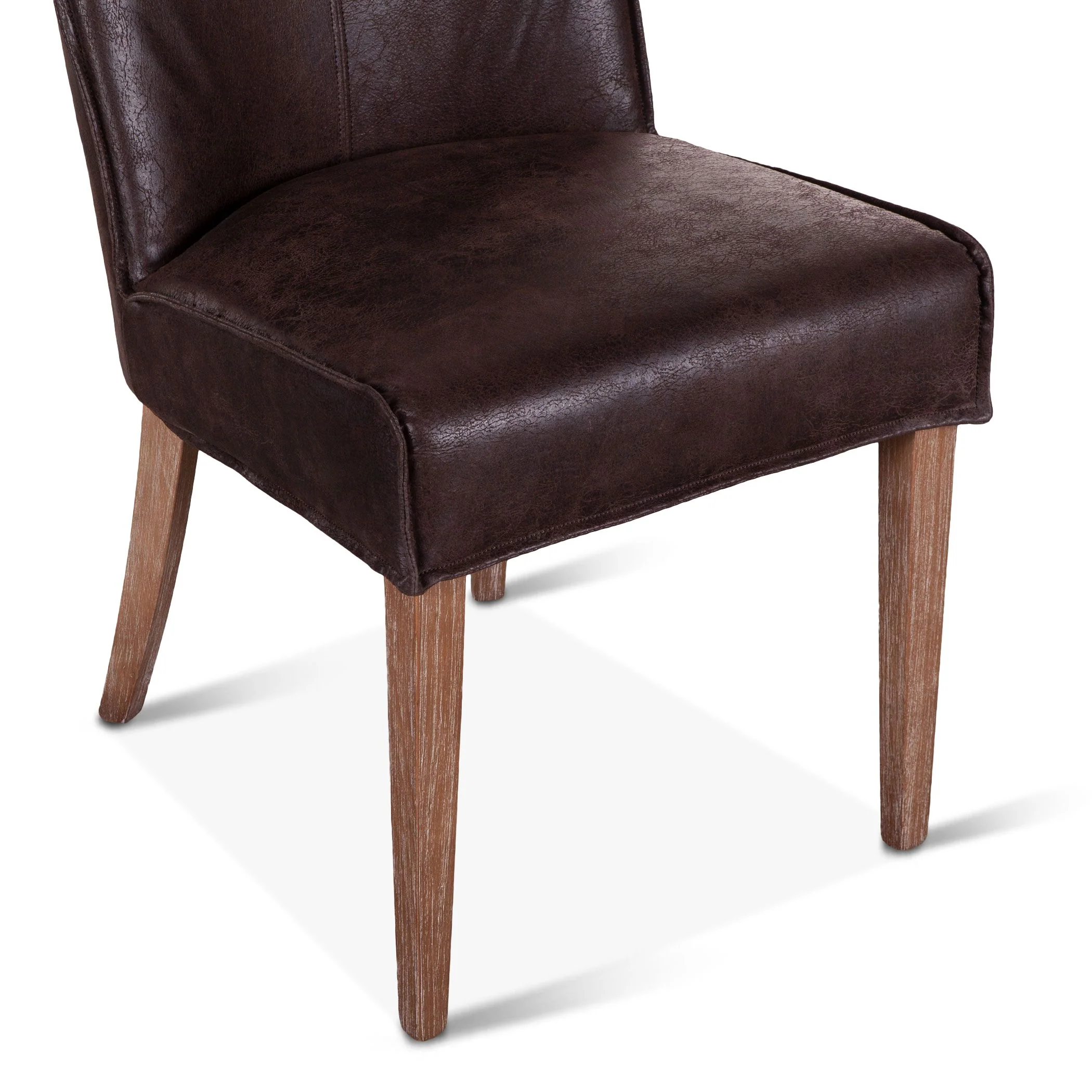 Buddy 20" Dining Chair in Dark Brown Leather with Natural Legs, Set of 2 - Image 6