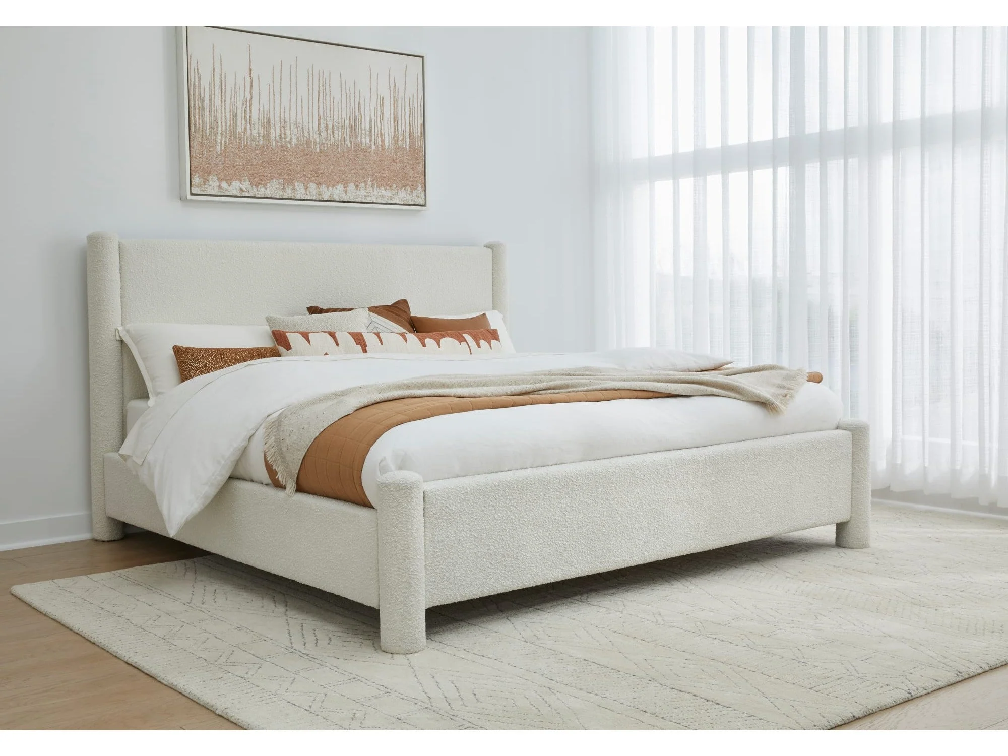 Burke Cottage Cheese King Upholstered Platform Bed
