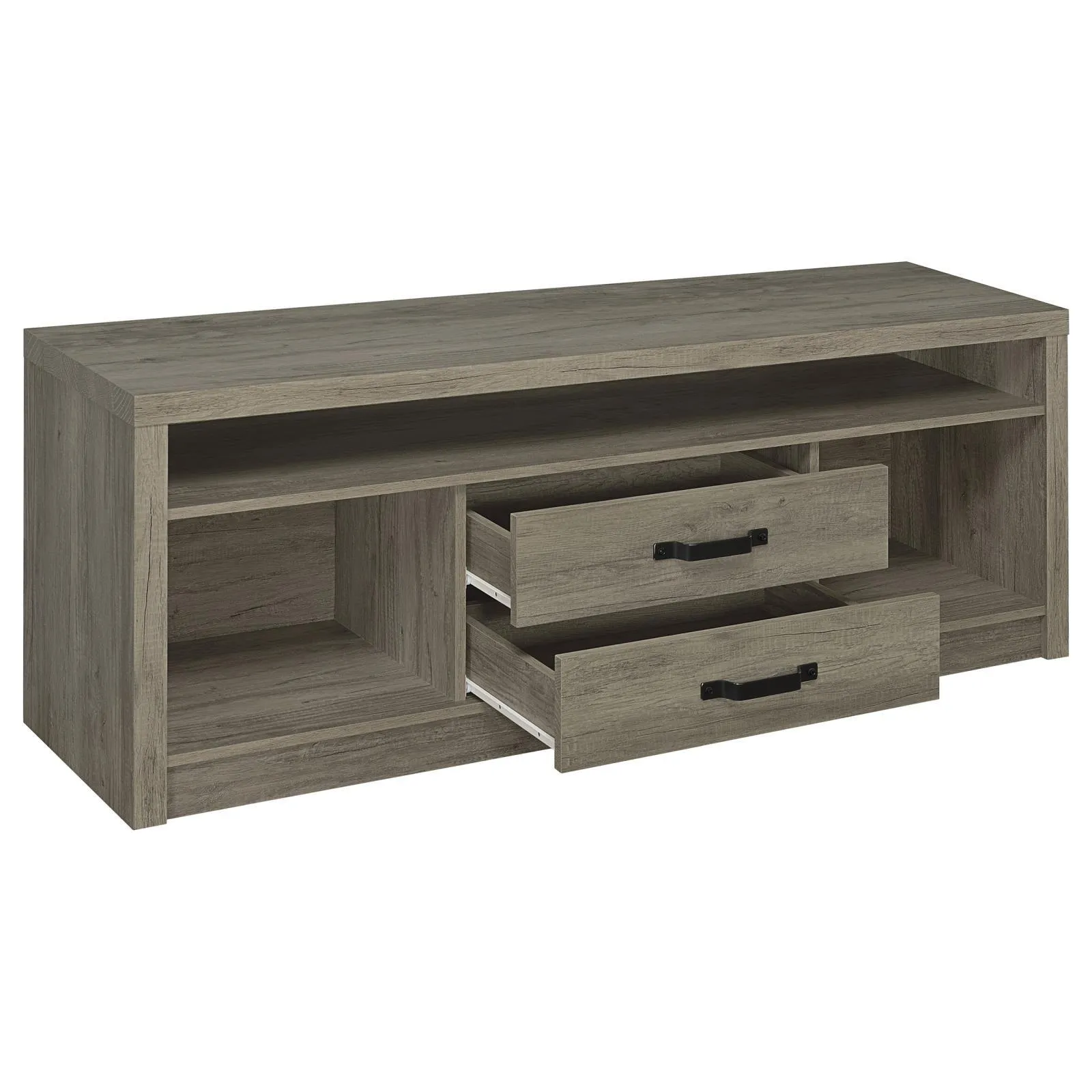 Burke Gray Driftwood 2-Drawer TV Console - Image 3
