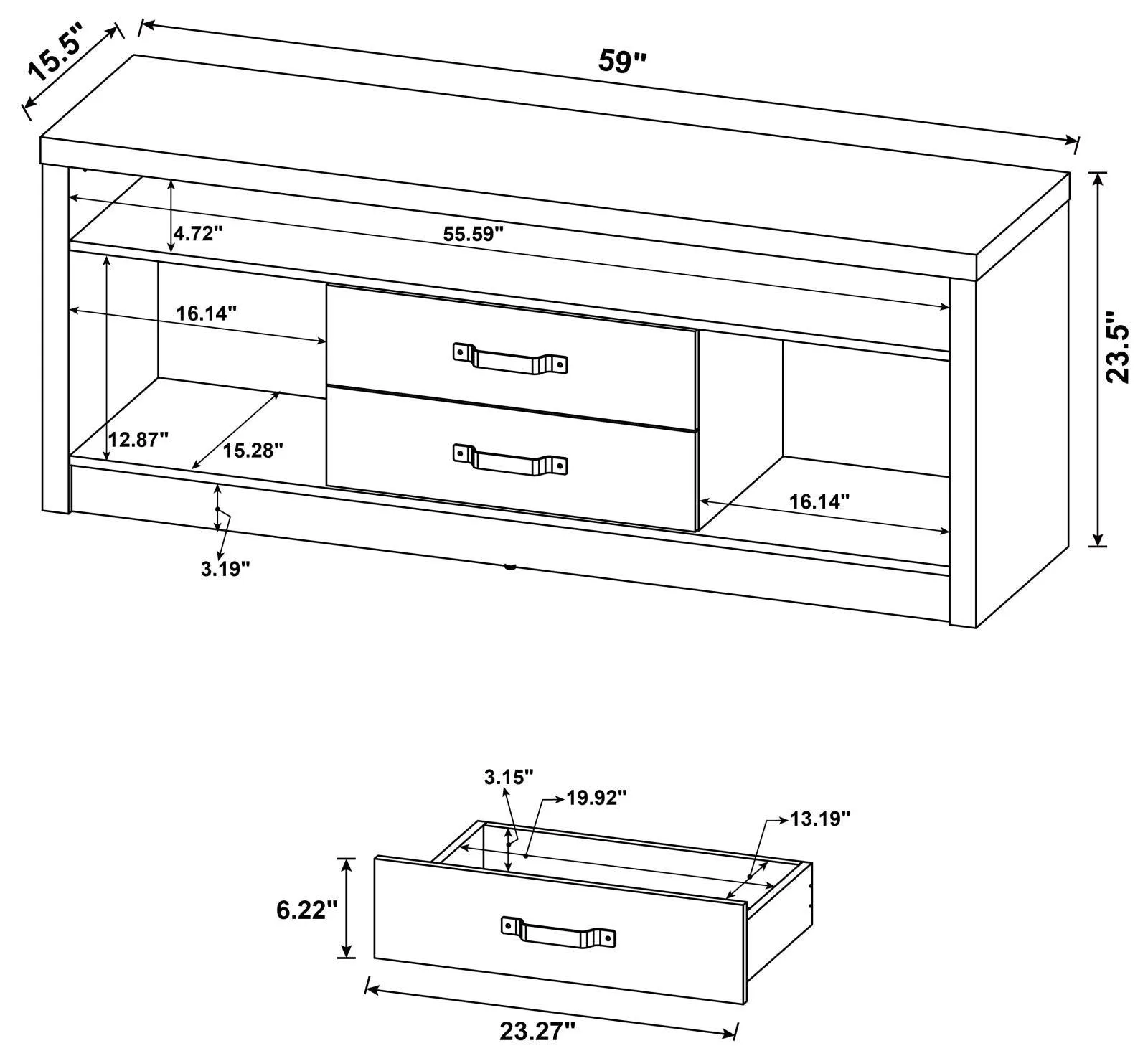 Burke Gray Driftwood 2-Drawer TV Console - Image 9