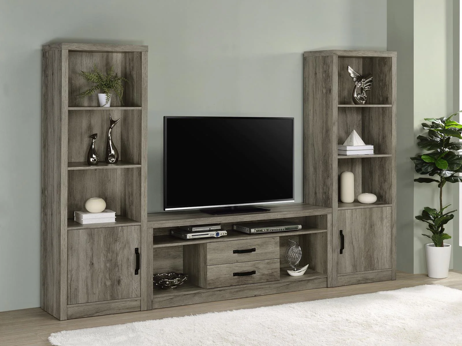 Burke Gray Driftwood 3-piece Entertainment Center