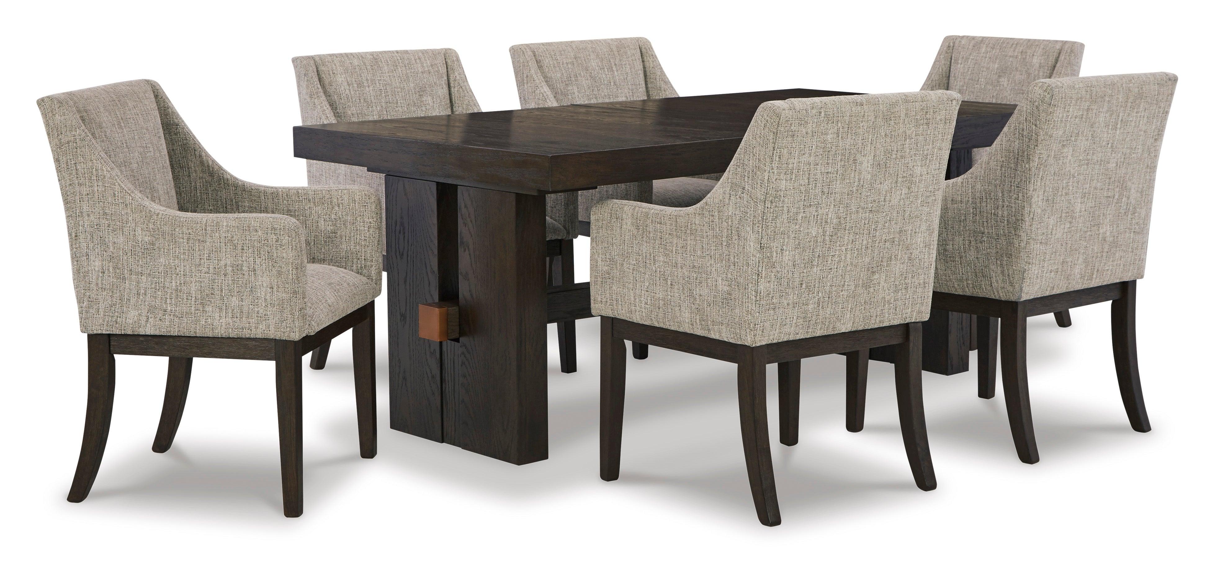 Burkhaus Dark Brown Extendable Upholstered Dining Set - Image 2