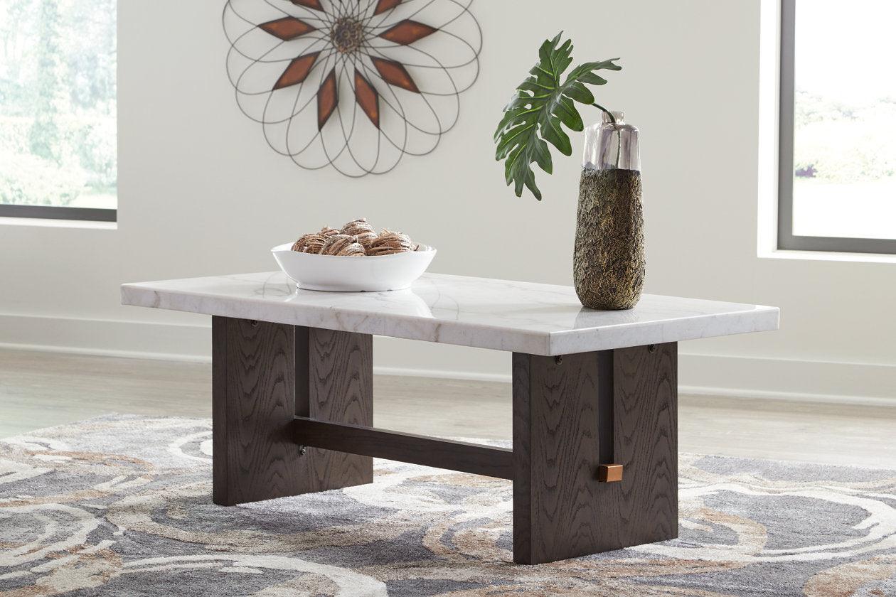 Burkhaus White/Dark Brown Coffee Table and 2 Ends - Image 12