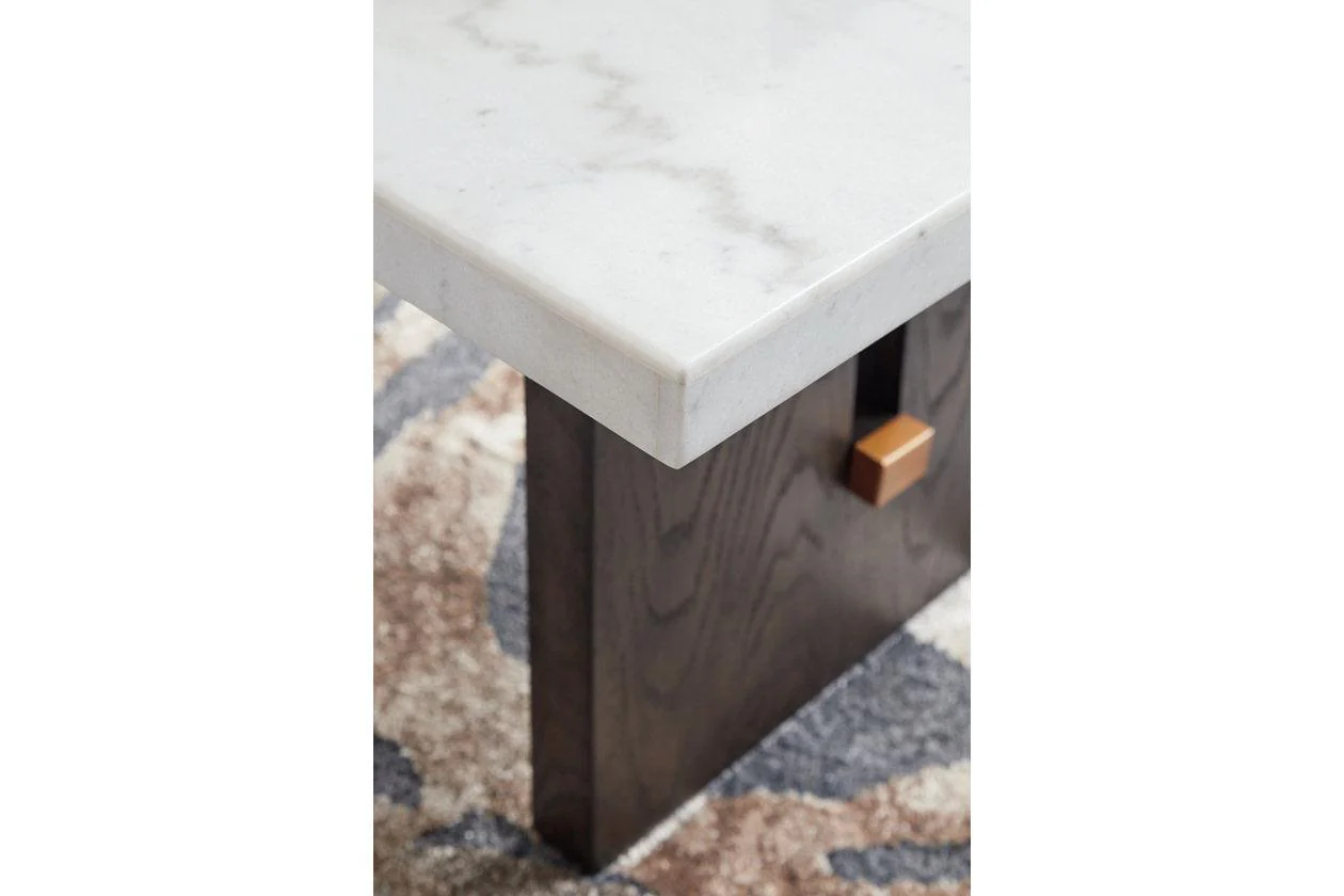 Burkhaus White/Dark Brown Coffee Table and 2 Ends - Image 14